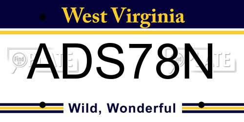 ADS78N West Virginia License Plate