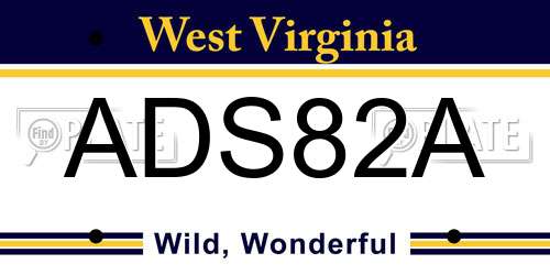 ADS82A West Virginia License Plate