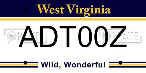 ADT00Z West Virginia License Plate