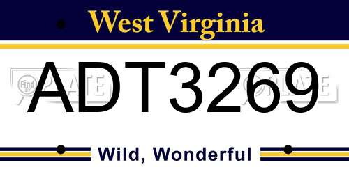 ADT3269 West Virginia License Plate