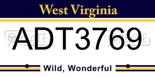ADT3769 West Virginia License Plate