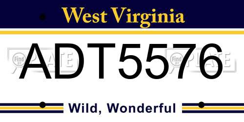 ADT5576 West Virginia License Plate