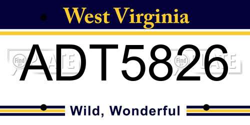 ADT5826 West Virginia License Plate