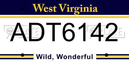 ADT6142 West Virginia License Plate