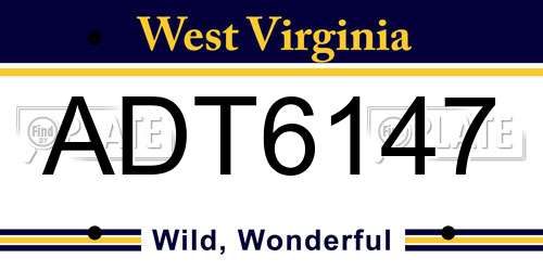 ADT6147 West Virginia License Plate