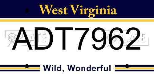 ADT7962 West Virginia License Plate