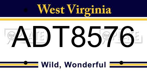 ADT8576 West Virginia License Plate
