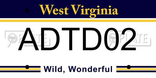 ADTD02 West Virginia License Plate