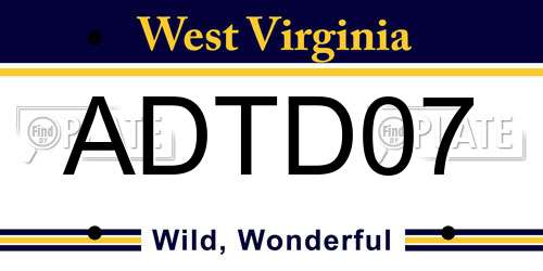 ADTD07 West Virginia License Plate