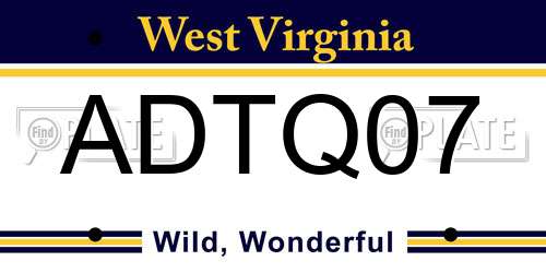 ADTQ07 West Virginia License Plate