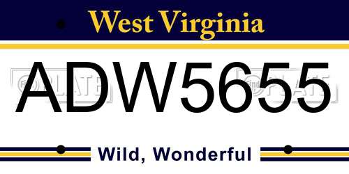 ADW5655 West Virginia License Plate