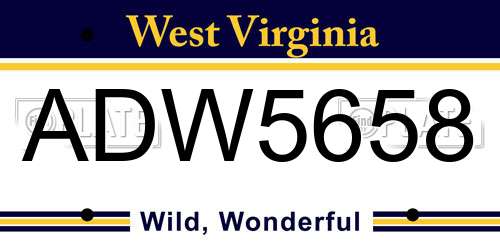 ADW5658 West Virginia License Plate