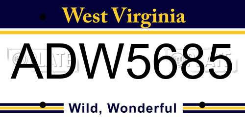 ADW5685 West Virginia License Plate