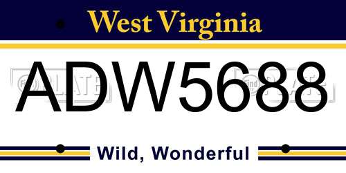 ADW5688 West Virginia License Plate