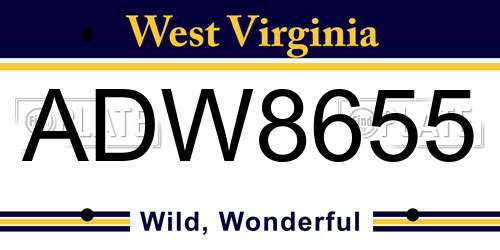 ADW8655 West Virginia License Plate