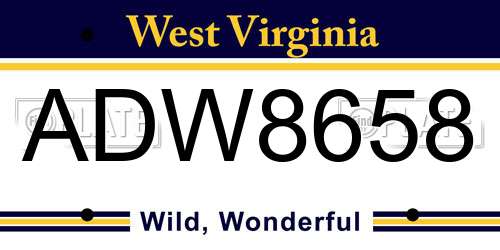 ADW8658 West Virginia License Plate
