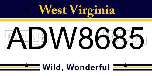 ADW8685 West Virginia License Plate