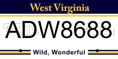 ADW8688 West Virginia License Plate