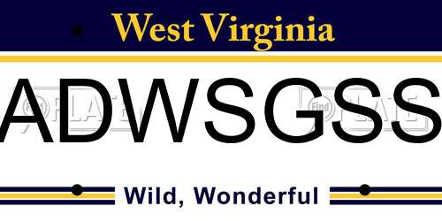 ADWSGSS West Virginia License Plate