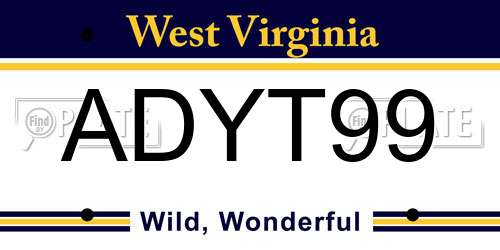ADYT99 West Virginia License Plate