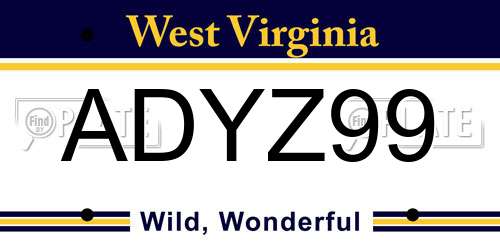 ADYZ99 West Virginia License Plate