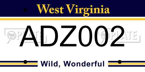 ADZ002 West Virginia License Plate