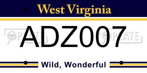 ADZ007 West Virginia License Plate