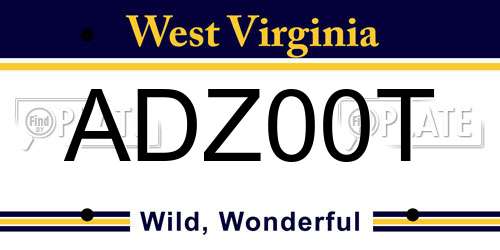 ADZ00T West Virginia License Plate