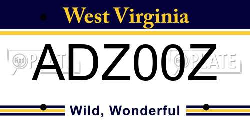 ADZ00Z West Virginia License Plate