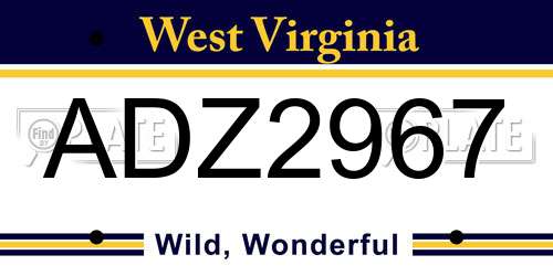 ADZ2967 West Virginia License Plate