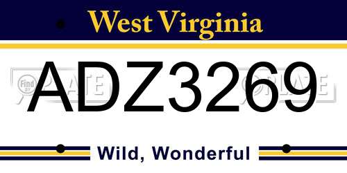 ADZ3269 West Virginia License Plate