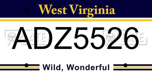 ADZ5526 West Virginia License Plate