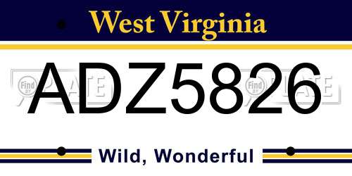 ADZ5826 West Virginia License Plate