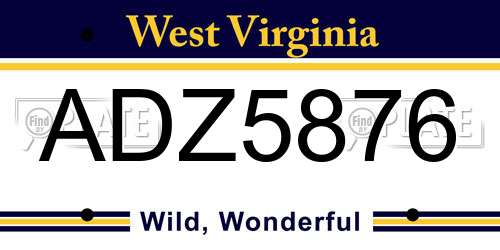 ADZ5876 West Virginia License Plate