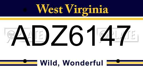 ADZ6147 West Virginia License Plate