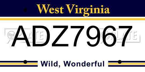 ADZ7967 West Virginia License Plate