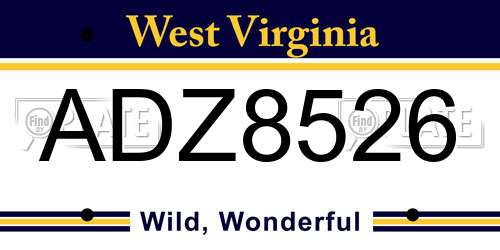 ADZ8526 West Virginia License Plate