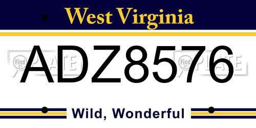 ADZ8576 West Virginia License Plate