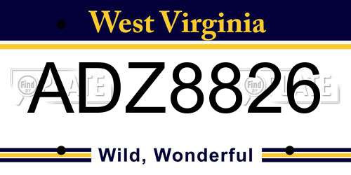 ADZ8826 West Virginia License Plate