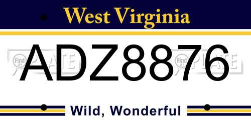 ADZ8876 West Virginia License Plate