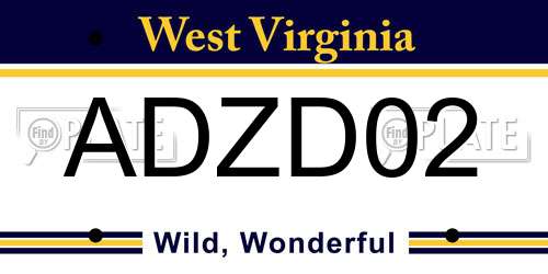 ADZD02 West Virginia License Plate