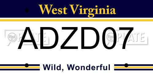 ADZD07 West Virginia License Plate