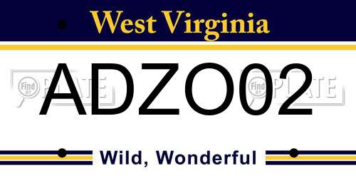 ADZO02 West Virginia License Plate