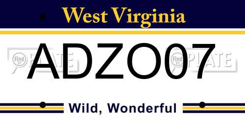 ADZO07 West Virginia License Plate