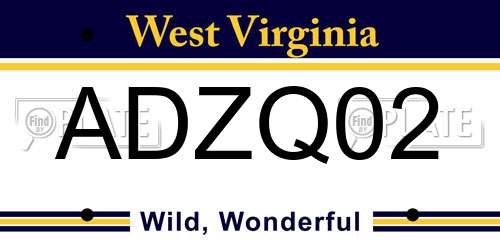 ADZQ02 West Virginia License Plate