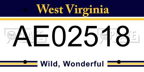 AE02518 West Virginia License Plate
