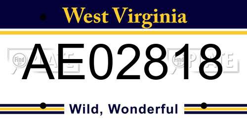 AE02818 West Virginia License Plate