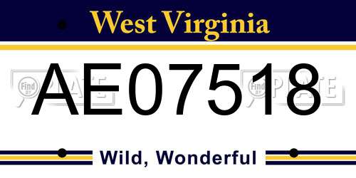 AE07518 West Virginia License Plate
