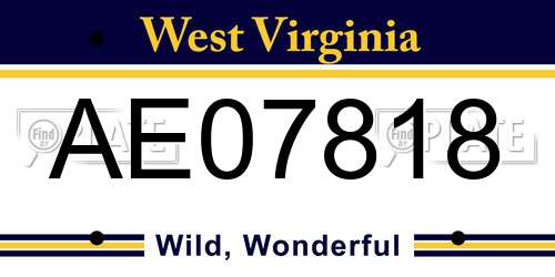AE07818 West Virginia License Plate