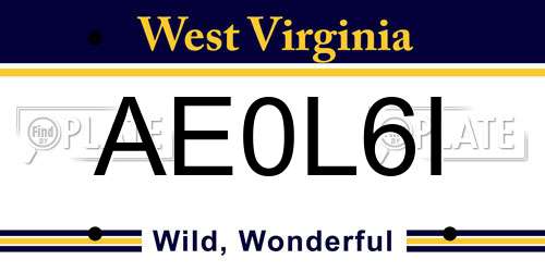 AE0L6I West Virginia License Plate